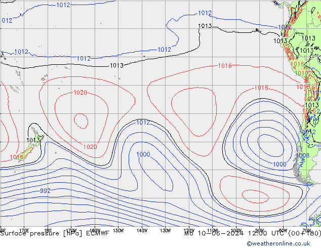 Luchtdruk (Grond) ECMWF ma 10.06.2024 12 UTC