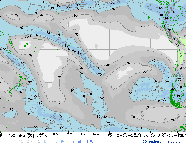 RH 700 hPa ECMWF Mo 10.06.2024 00 UTC