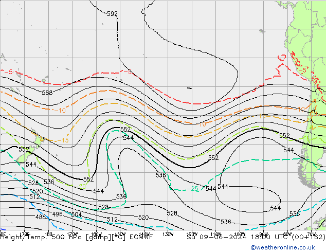 Geop./Temp. 500 hPa ECMWF dom 09.06.2024 18 UTC