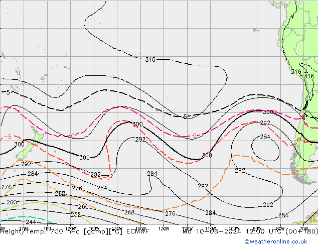 Height/Temp. 700 hPa ECMWF Mo 10.06.2024 12 UTC