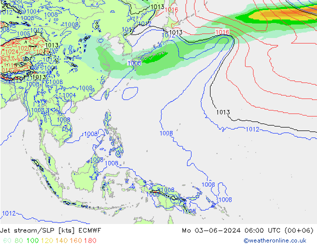 джет/приземное давление ECMWF пн 03.06.2024 06 UTC