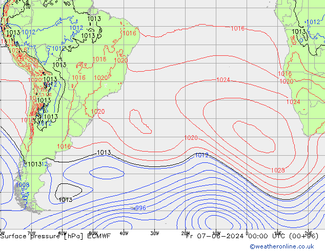 Luchtdruk (Grond) ECMWF vr 07.06.2024 00 UTC