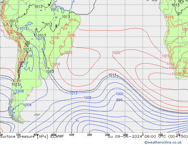 Surface pressure ECMWF Su 09.06.2024 06 UTC