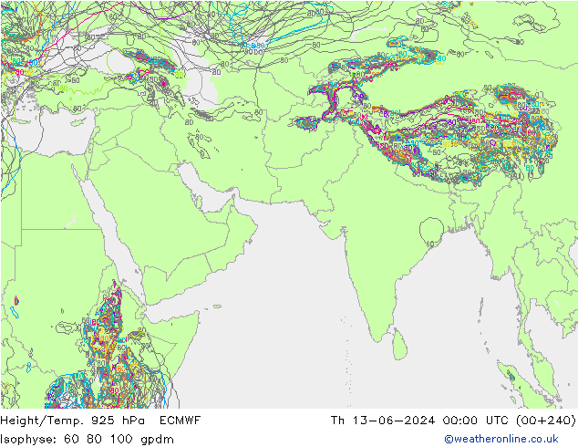 Géop./Temp. 925 hPa ECMWF jeu 13.06.2024 00 UTC