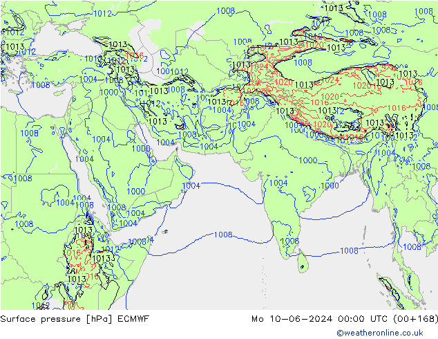 pression de l'air ECMWF lun 10.06.2024 00 UTC