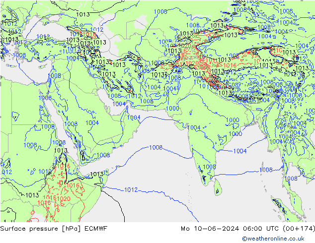 Luchtdruk (Grond) ECMWF ma 10.06.2024 06 UTC