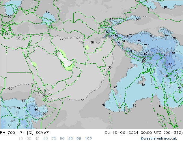 700 hPa Nispi Nem ECMWF Paz 16.06.2024 00 UTC