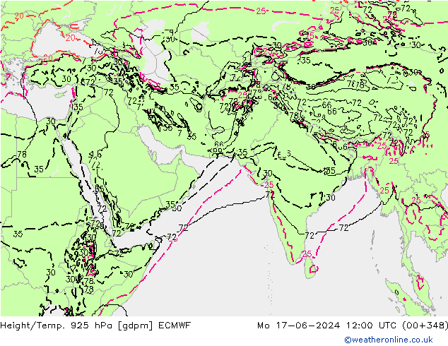 Hoogte/Temp. 925 hPa ECMWF ma 17.06.2024 12 UTC