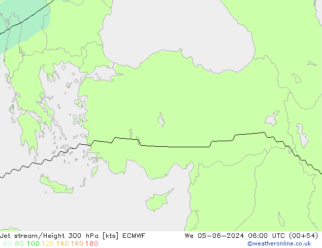 Corrente a getto ECMWF mer 05.06.2024 06 UTC