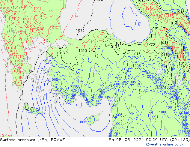 pressão do solo ECMWF Sáb 08.06.2024 00 UTC