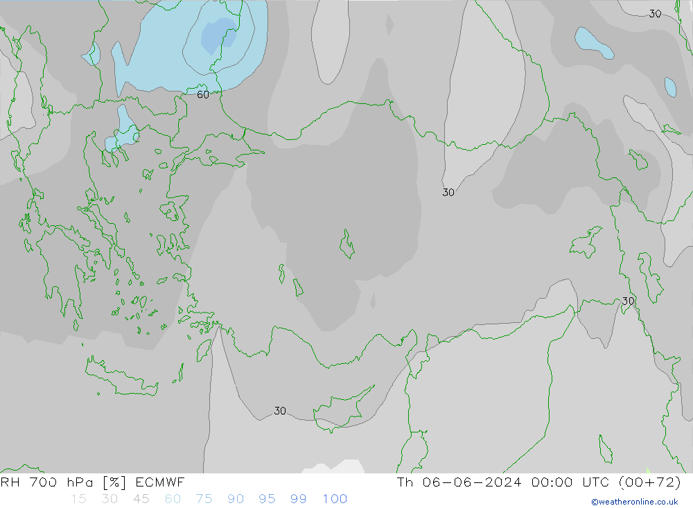 RH 700 hPa ECMWF  06.06.2024 00 UTC