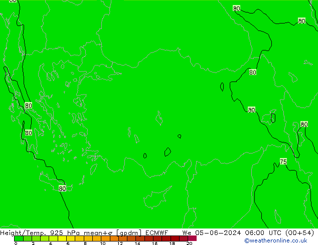 Hoogte/Temp. 925 hPa ECMWF wo 05.06.2024 06 UTC