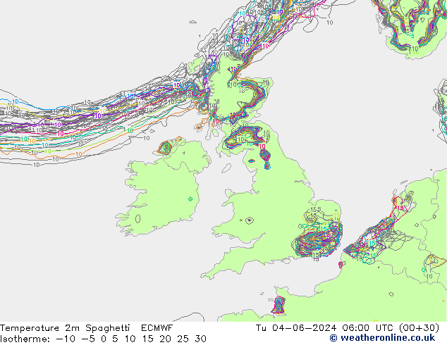 Temperatuurkaart Spaghetti ECMWF di 04.06.2024 06 UTC