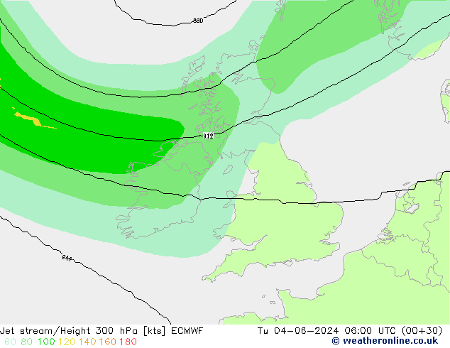 Straalstroom ECMWF di 04.06.2024 06 UTC