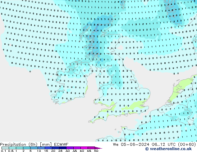 Précipitation (6h) ECMWF mer 05.06.2024 12 UTC