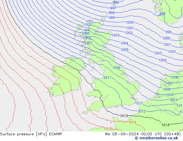 Surface pressure ECMWF We 05.06.2024 00 UTC