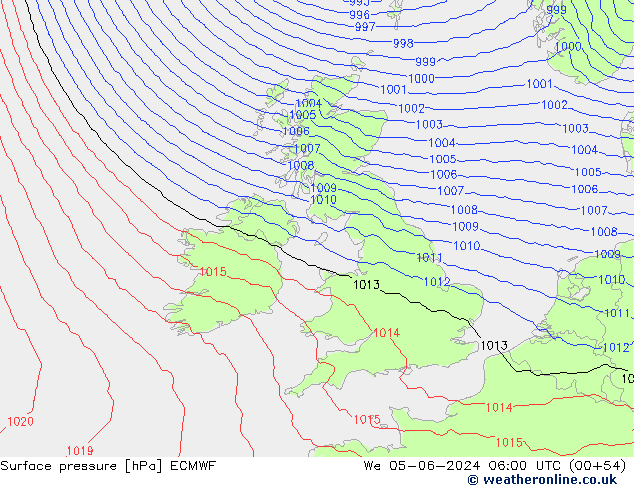 pressão do solo ECMWF Qua 05.06.2024 06 UTC