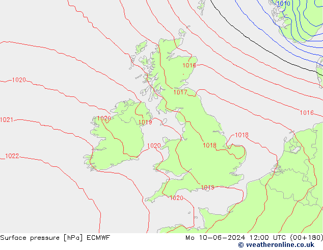 Surface pressure ECMWF Mo 10.06.2024 12 UTC