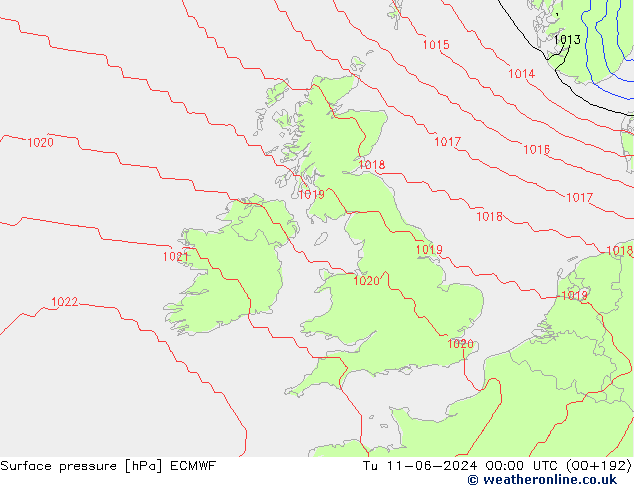 Presión superficial ECMWF mar 11.06.2024 00 UTC