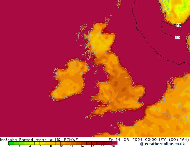 Isotachs Spread ECMWF Fr 14.06.2024 00 UTC