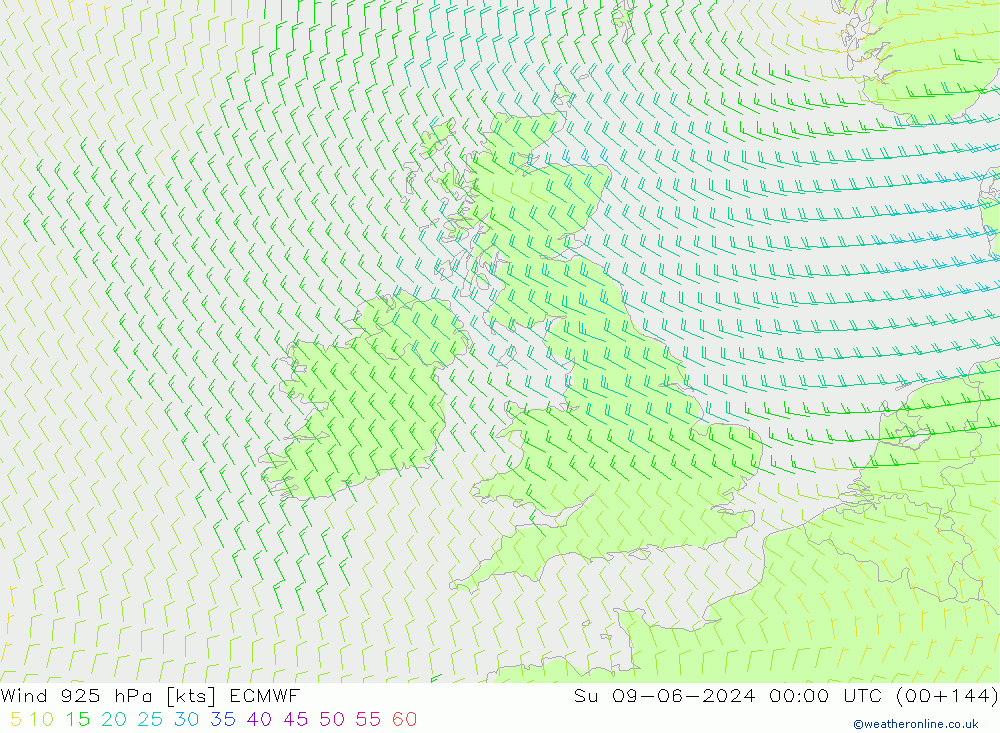 Wind 925 hPa ECMWF Su 09.06.2024 00 UTC