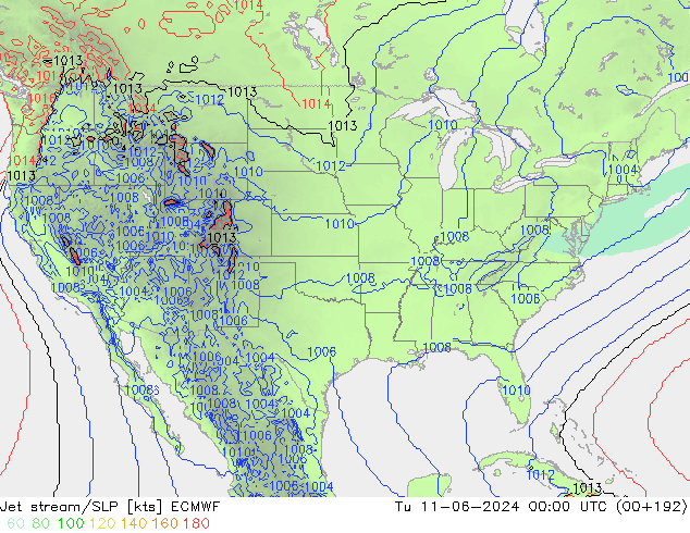 Jet Akımları/SLP ECMWF Sa 11.06.2024 00 UTC