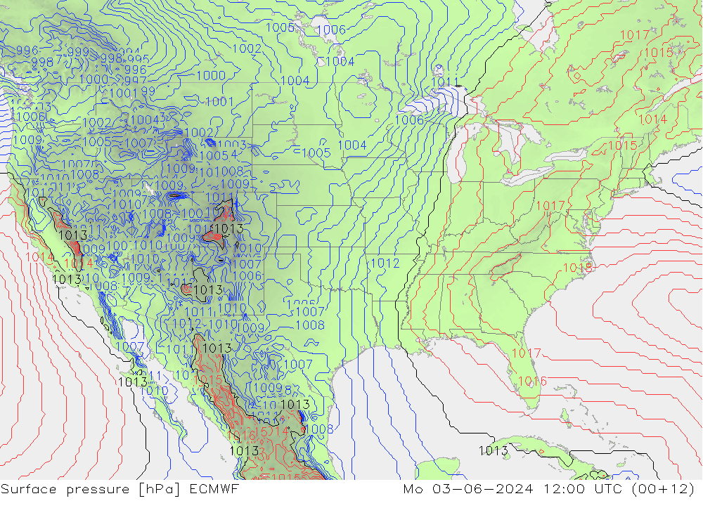 Pressione al suolo ECMWF lun 03.06.2024 12 UTC