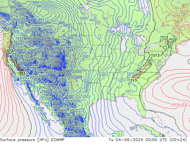 приземное давление ECMWF вт 04.06.2024 00 UTC