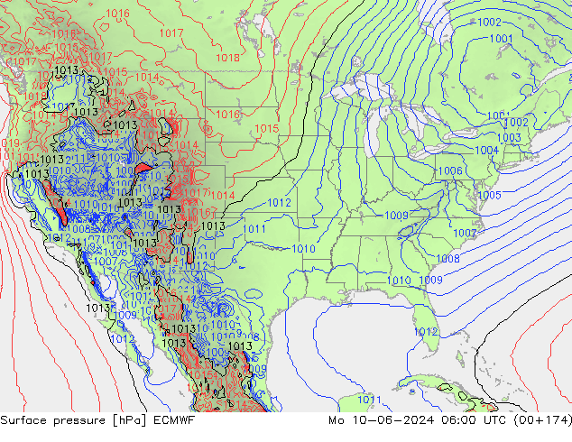 Surface pressure ECMWF Mo 10.06.2024 06 UTC