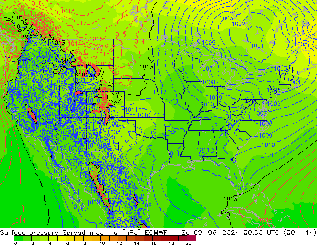 pressão do solo Spread ECMWF Dom 09.06.2024 00 UTC