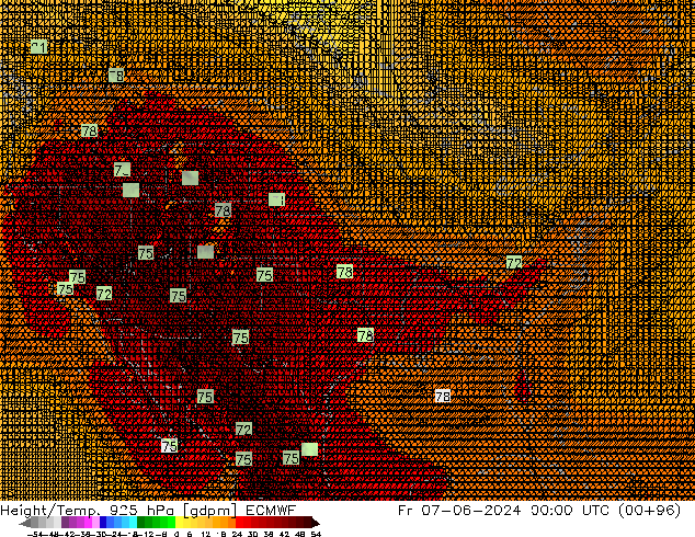 Géop./Temp. 925 hPa ECMWF ven 07.06.2024 00 UTC