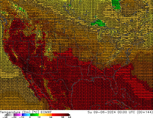 Temperature (2m) ECMWF Ne 09.06.2024 00 UTC