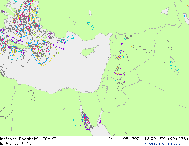Isotaca Spaghetti ECMWF vie 14.06.2024 12 UTC