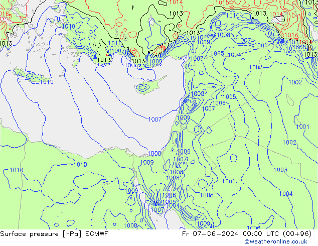 Surface pressure ECMWF Fr 07.06.2024 00 UTC