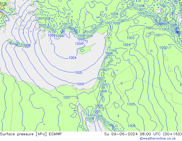 Yer basıncı ECMWF Paz 09.06.2024 06 UTC