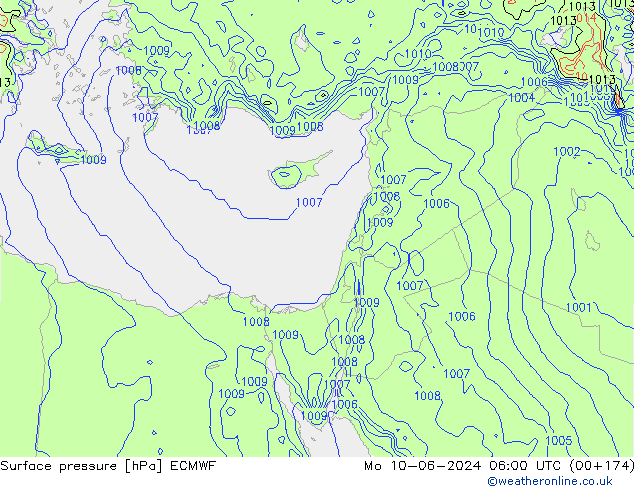 Surface pressure ECMWF Mo 10.06.2024 06 UTC