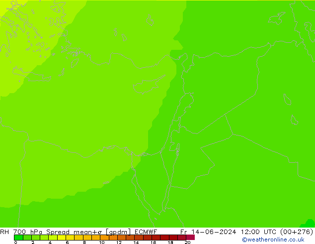 RH 700 hPa Spread ECMWF Fr 14.06.2024 12 UTC