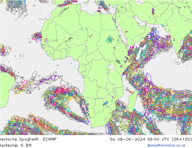Izotacha Spaghetti ECMWF so. 08.06.2024 06 UTC