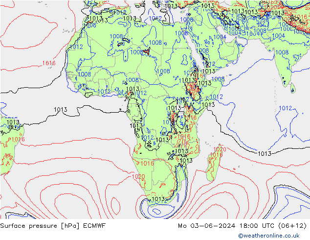 приземное давление ECMWF пн 03.06.2024 18 UTC