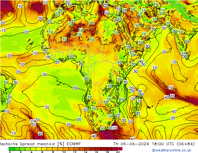 Isotachs Spread ECMWF Th 06.06.2024 18 UTC