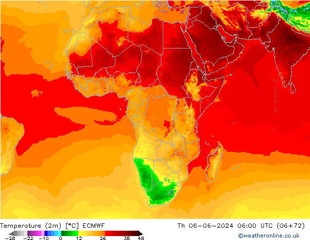 Temperatura (2m) ECMWF Qui 06.06.2024 06 UTC