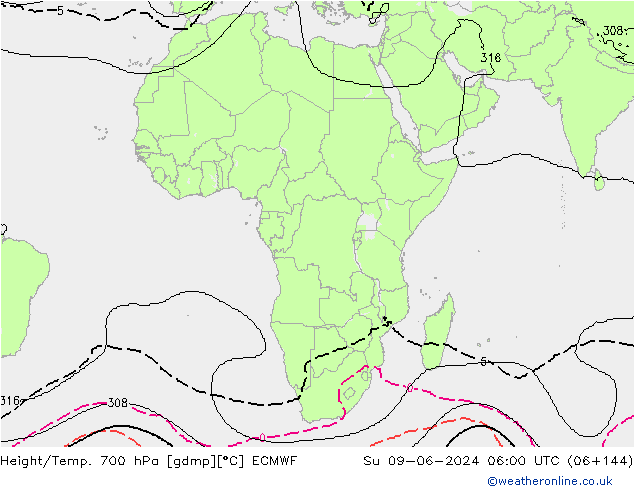 Height/Temp. 700 hPa ECMWF Ne 09.06.2024 06 UTC