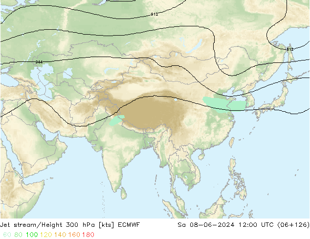 Prąd strumieniowy ECMWF so. 08.06.2024 12 UTC