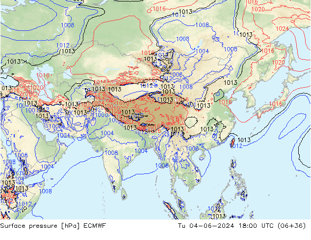 Yer basıncı ECMWF Sa 04.06.2024 18 UTC