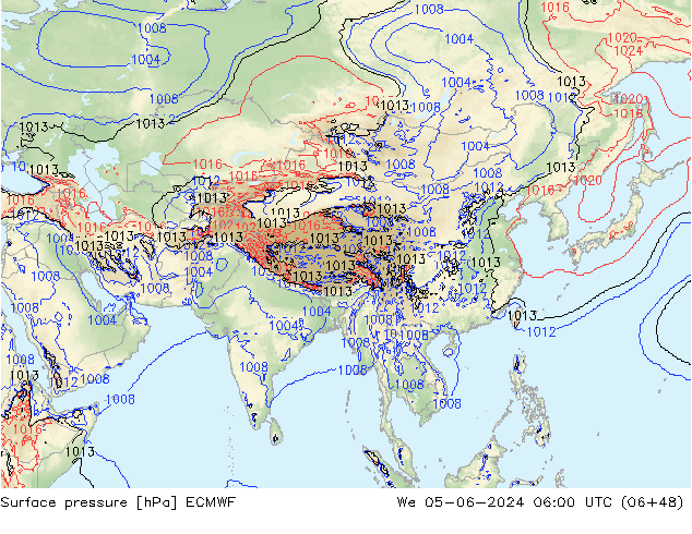 pressão do solo ECMWF Qua 05.06.2024 06 UTC