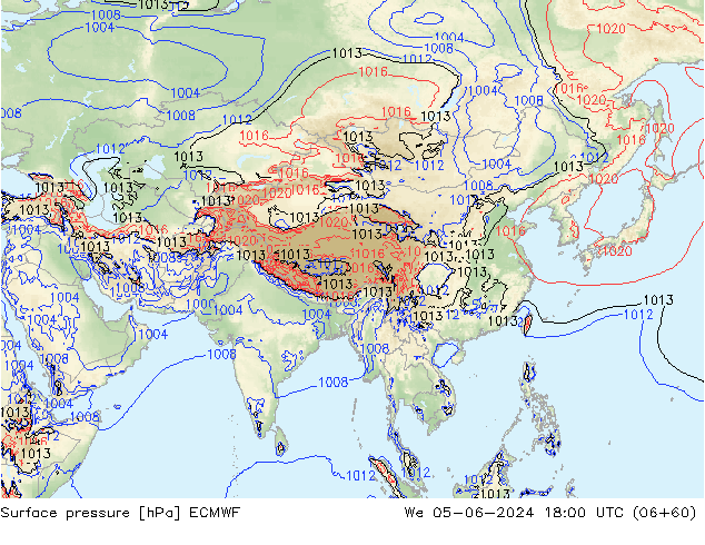 Pressione al suolo ECMWF mer 05.06.2024 18 UTC