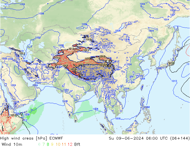 High wind areas ECMWF Dom 09.06.2024 06 UTC