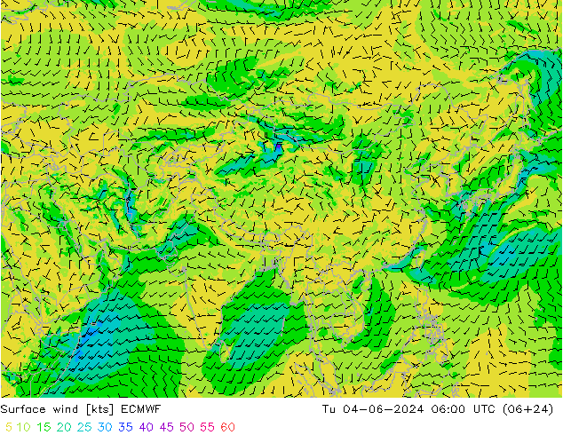 Viento 10 m ECMWF mar 04.06.2024 06 UTC