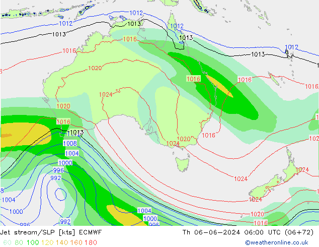 Corrente a getto ECMWF gio 06.06.2024 06 UTC