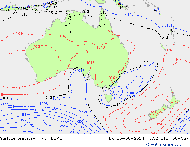 Yer basıncı ECMWF Pzt 03.06.2024 12 UTC